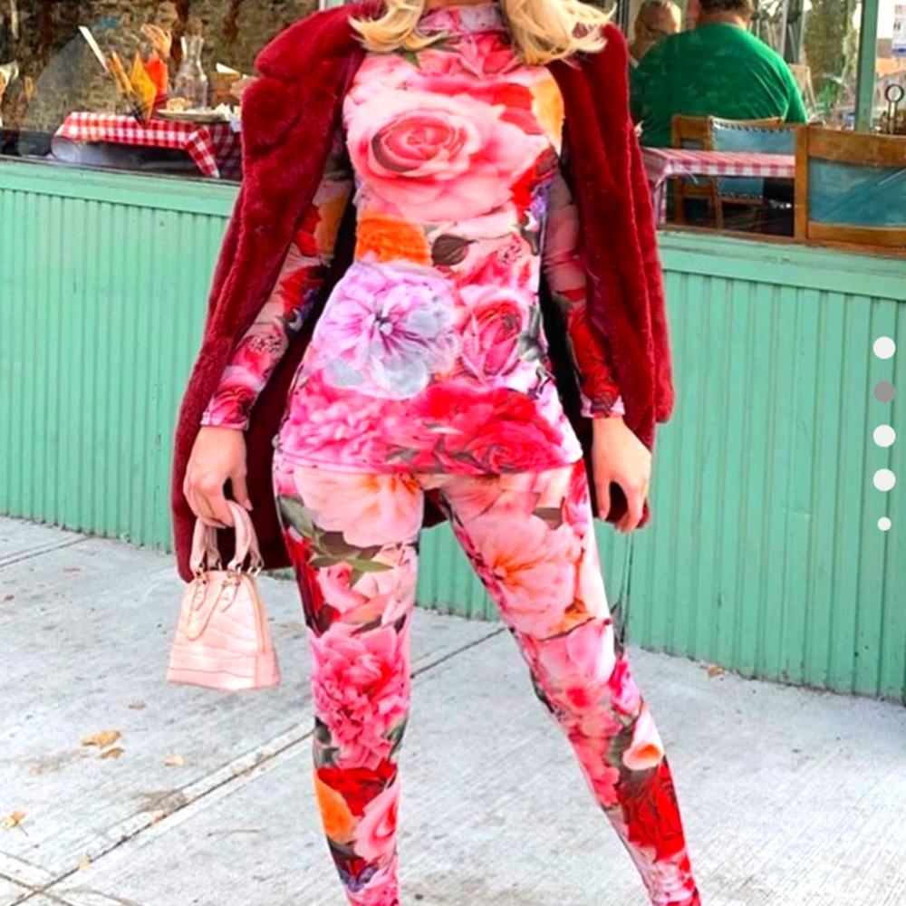 Two piece floral "stepping out" outfit